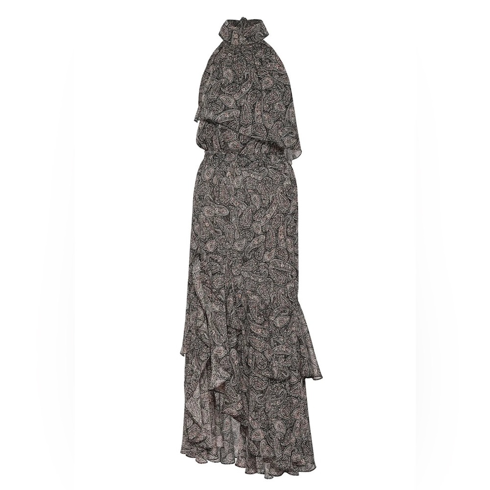 MISA Los Angeles Aneva Midi Halter Dress Paisley Shimmer White WMN SZ MEDIUM NWT - Picture 12 of 13
